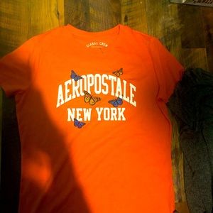 Cute peach orange butterfly Aeropostale  logo tee